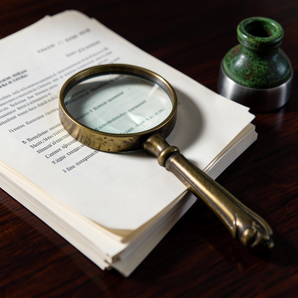 Loupe posée sur une clause contractuelle dans un document juridique
